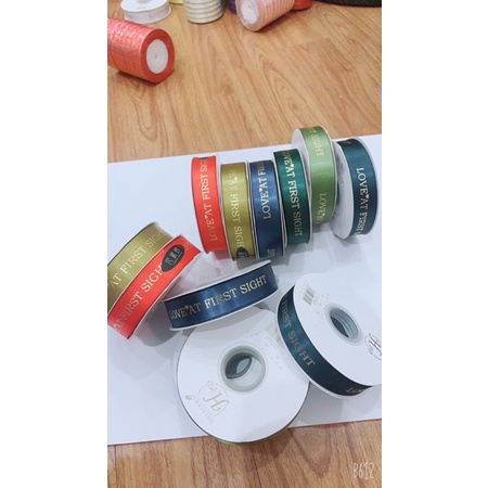 Ruy băng lụa in chữ kim tuyến 2,5cm