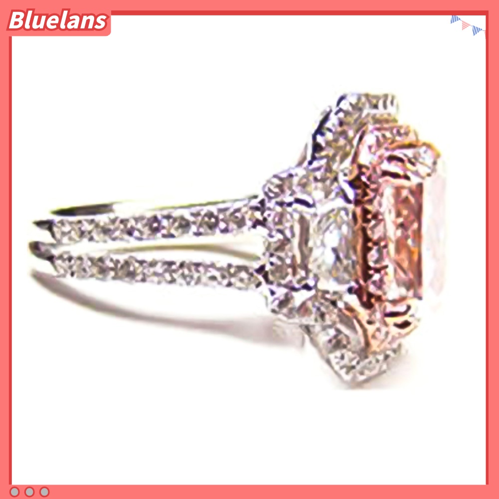 Nhẫn Đính Hôn Đính Đá Zircon Hình Vuông Đơn Giản 48h