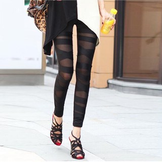 Quần legging nữ phối voan lưới