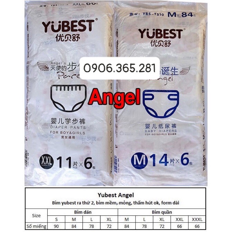 Tã/bỉm quần/dán yubest ANGEL/GOLD/NATURAL/CORE night nội địa Trung Quốc size S90/M84/L78/XL72/XXL66/XXXL66