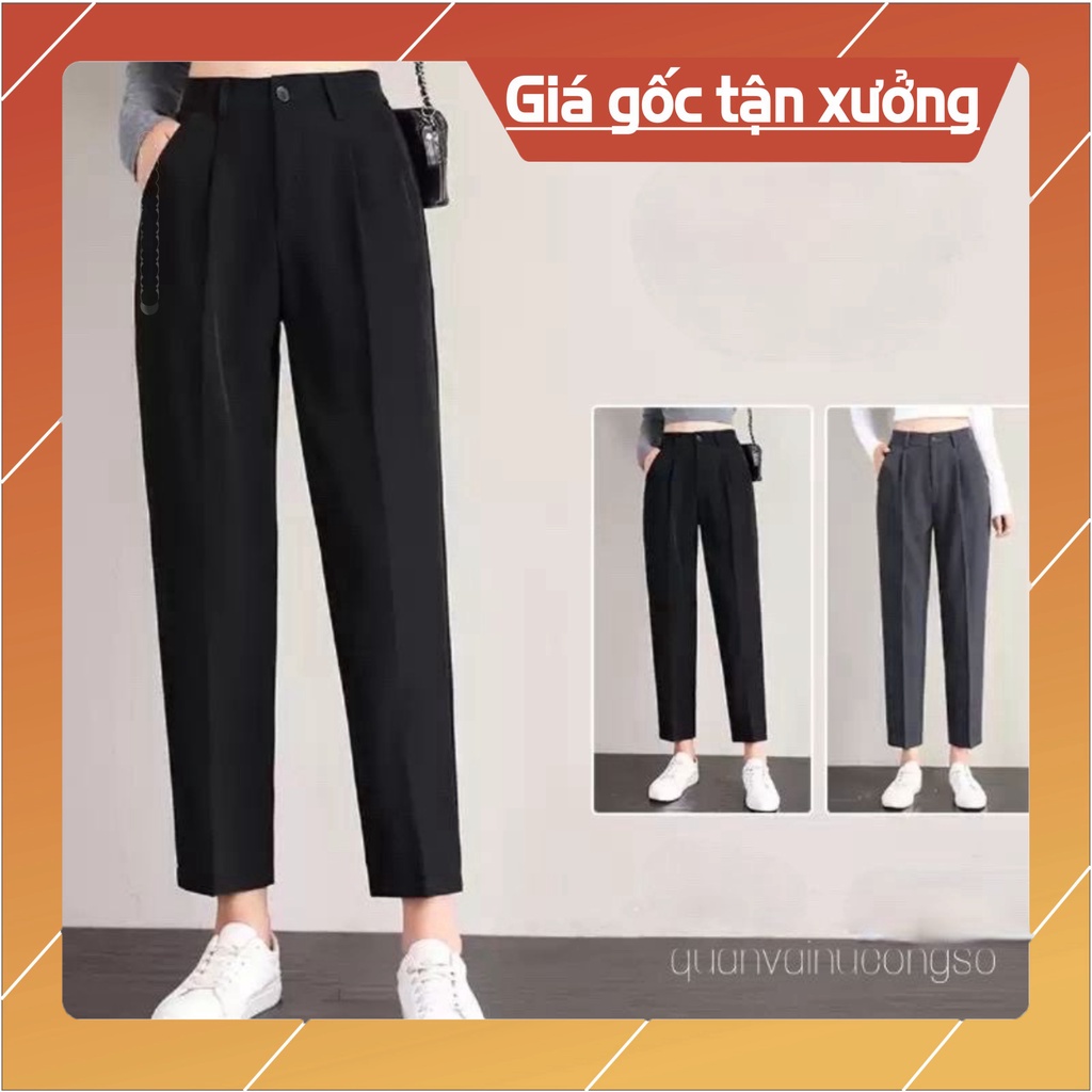 Quần Tây Baggy Đi Học Nữ Cạp Lưng Cao Có Đỉa