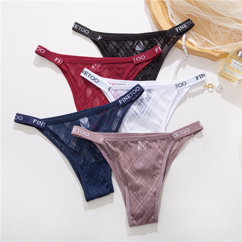 Cute Byte Bộ 4 Quần Lót Ren Lưới In Chữ Gợi Cảm Dễ Thương Cho Nữ