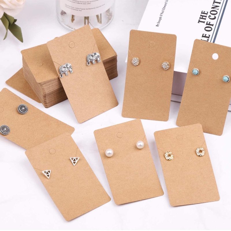 Set 50 Thẻ Giấy Kraft Rỗng Kèm Túi Đựng DIY Đóng Gói Trang Sức Khuyên Tai/Trang Sức Phổ Biến