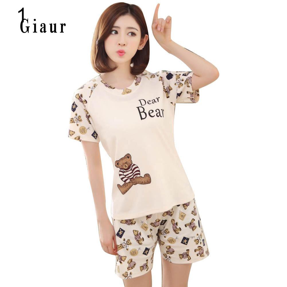 Set đồ ngủ ngắn in hình hoạt hình dễ thương cho nữ