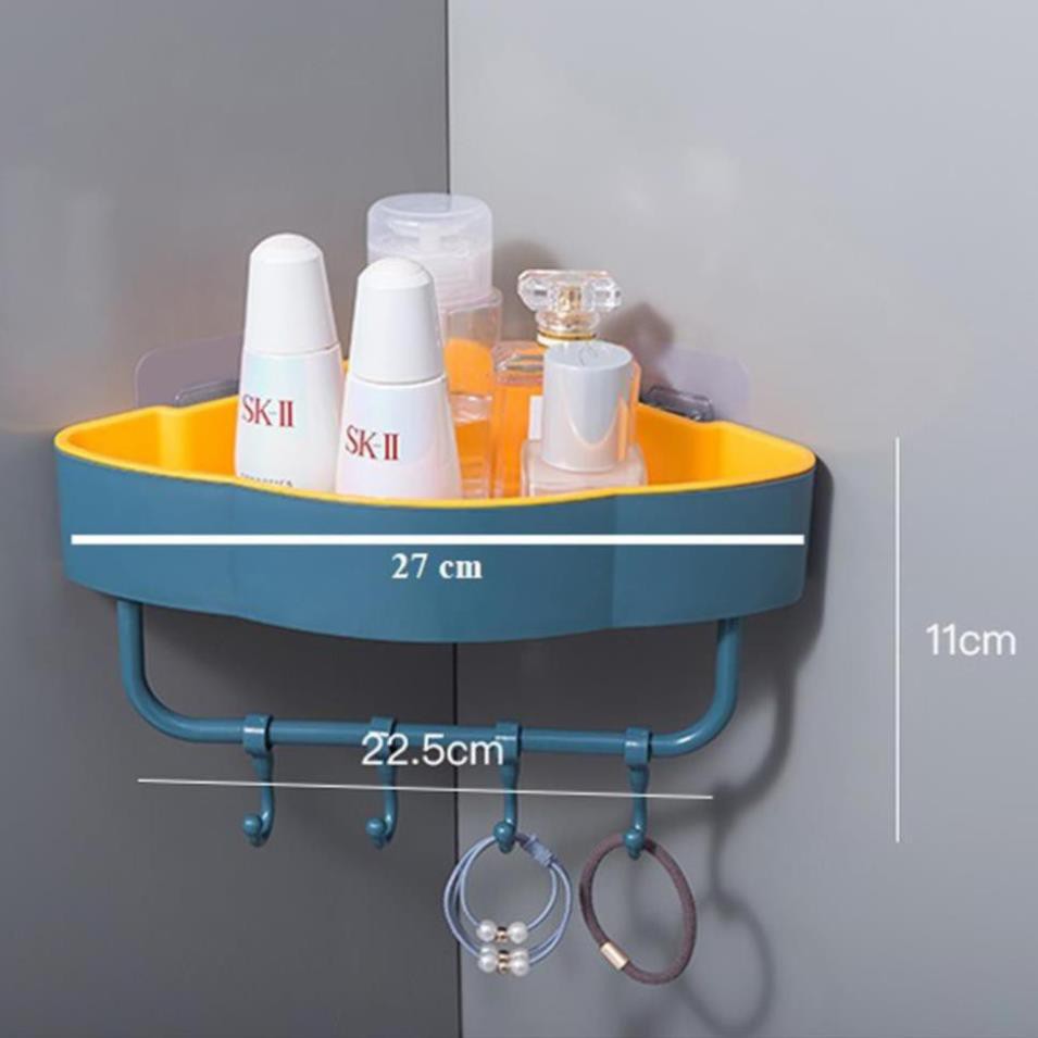 Kệ góc để đồ nhà tắm - đồ dùng nhà bếp ⚡ Sử dụng móc dán cường lực không cần khoan tường ⚡ Chất liệu nhựa cao cấp