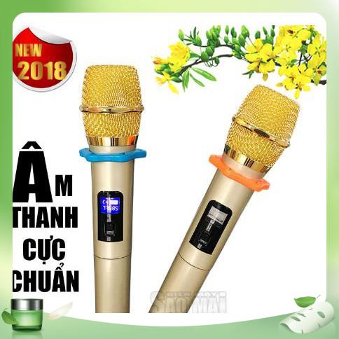 Bộ 2 Micro Karaoke Không Dây Đa Năng Cho Loa Kéo cok  v33 300w có mạch