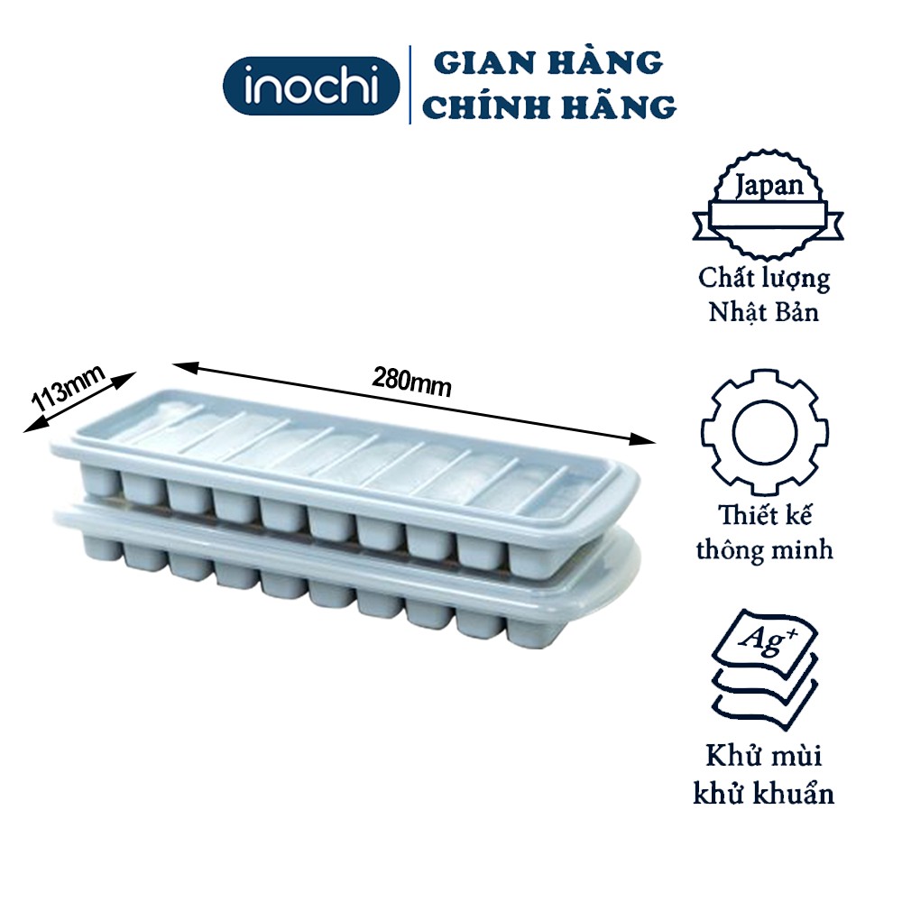 Khay đá thanh Kari 10 viên Inochi (có hộp) - Công nghệ kháng khuẩn, Chất liệu nhựa bền dẻo linh hoả, Chất lượng Nhật Bản