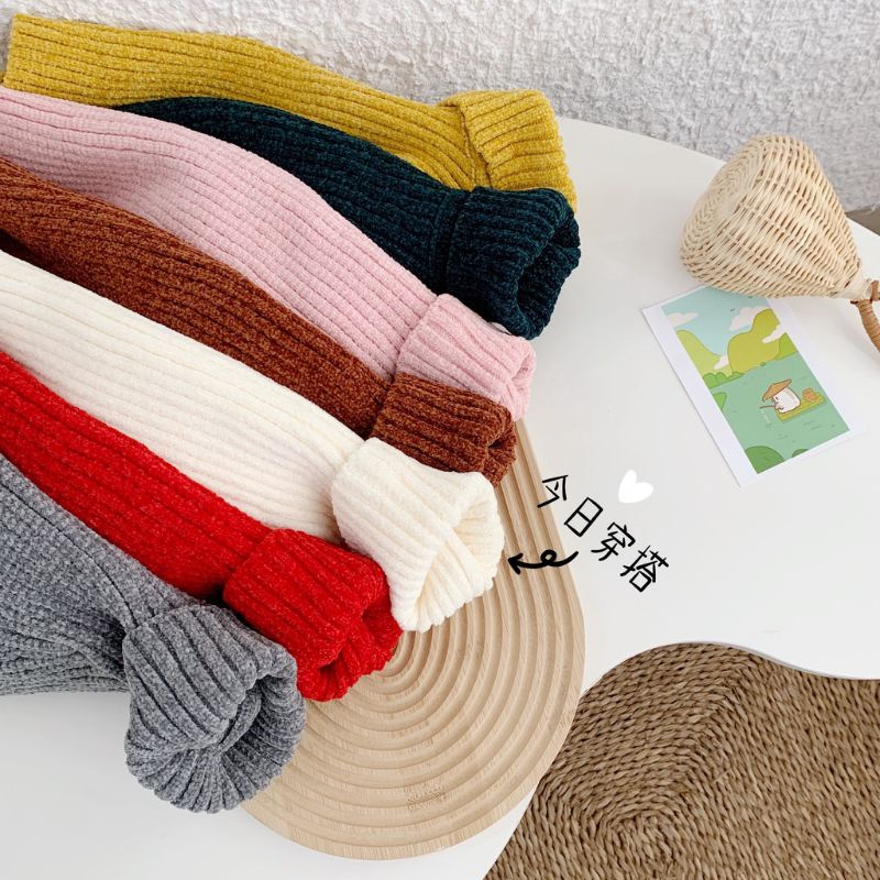 Áo len trẻ em cổ lọ chất tuyết nhung hàng đẹp Quảng Châu cho bé trai bé gái 8-23kg