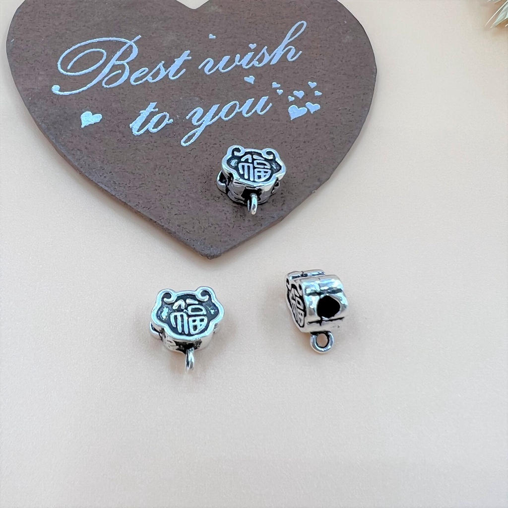 Charm ống treo dạng túi tiền có hoa văn - Charm Bạc 925 - Mã CA810