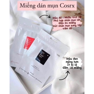 MIẾNG DÁN MỤN COSRX ACNE PIMPLE MASTER PATCH (túi màu đỏ)  & CORSX THE CLEAR PIT MASTER PATCH (túi màu đen)