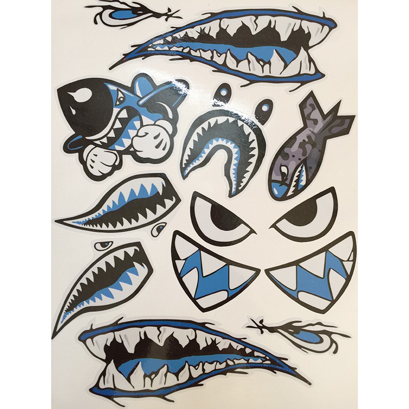 Team Dán Xe Máy Cá Mập - Hình Dán Sticker Trang Trí Mũ Bảo Hiểm Xe Máy - Chống Thấm Nước