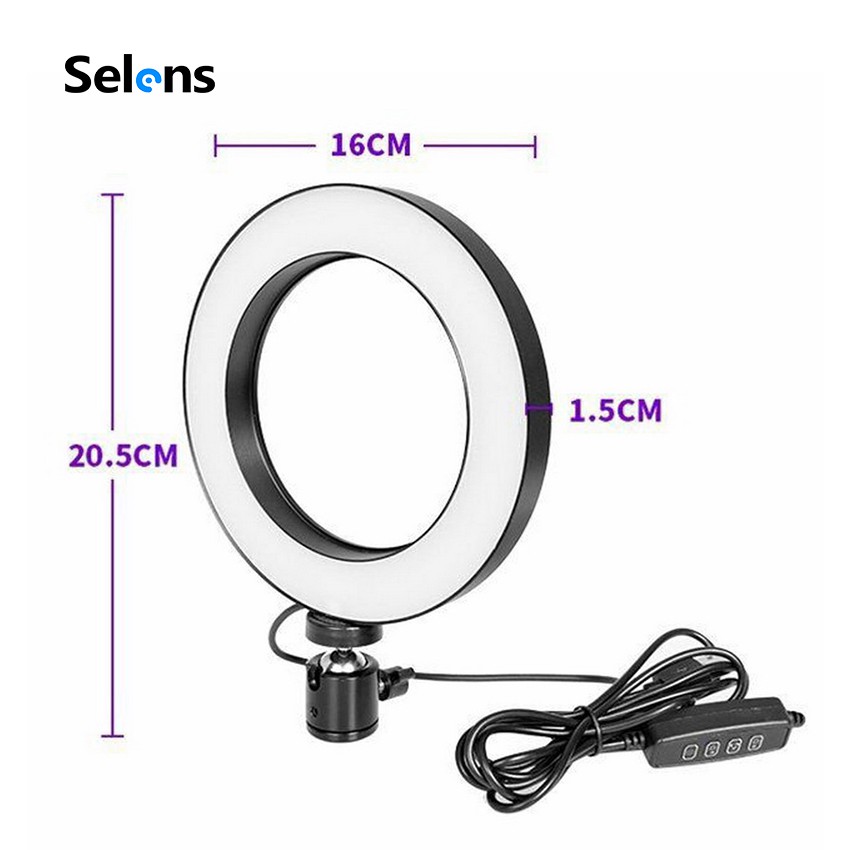 Đèn Led Selens Tròn Trợ Sáng Chụp Ảnh Studio 6 Inch Kèm Phụ Kiện