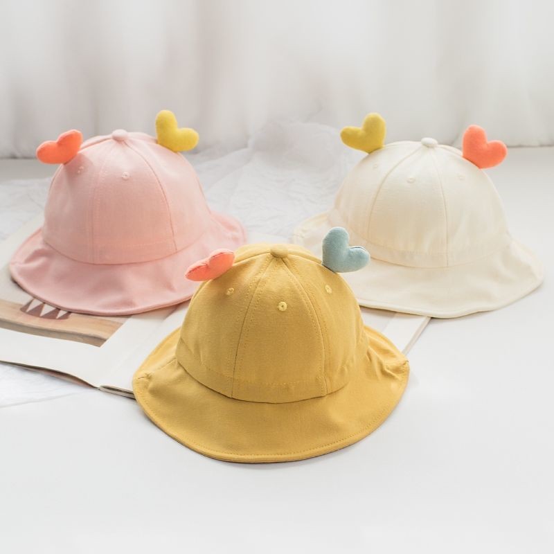 Baby Hat Fisherman Hat Thin Korean Style Love Children's Basin Hat Caps