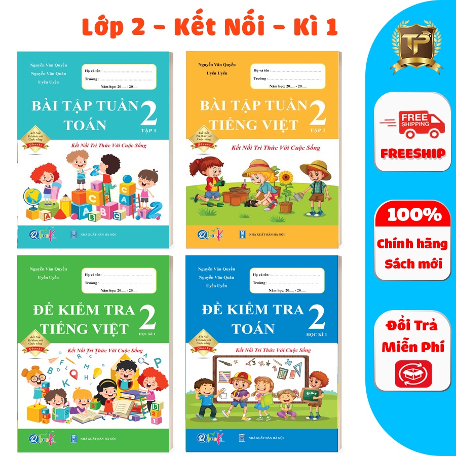 Sách - Combo Bài Tập Tuần và Đề Kiểm Tra lớp 2 - Kết Nối Toán và Tiếng Việt Học kì 1 (4 cuốn)