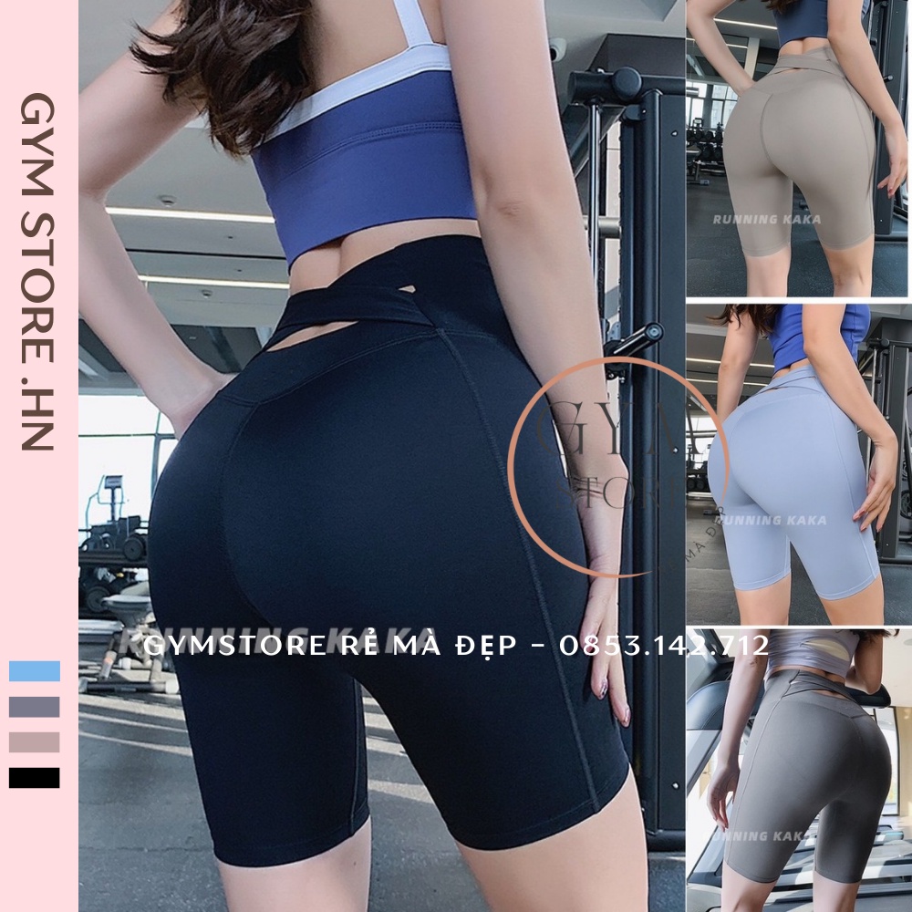 Quần Biker short Legging Đùi Cạp Cao Gen Bụng Tập Gym Yoga Thể Thao Nữ Thun Poly Co Giãn Mềm Mịn Tôn Dáng 068