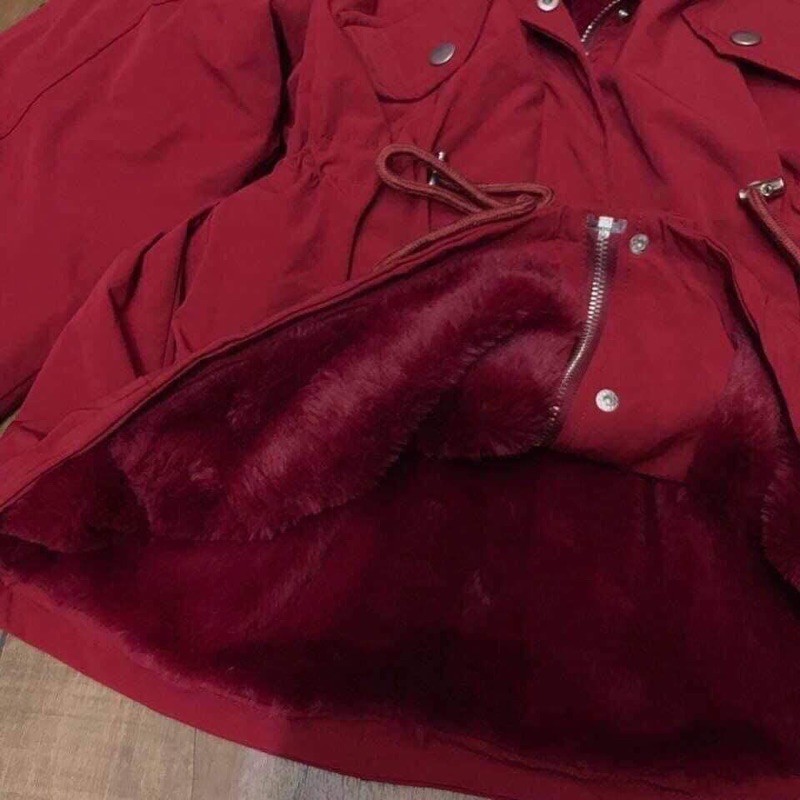 áo khoác parka đỏ hàng qc