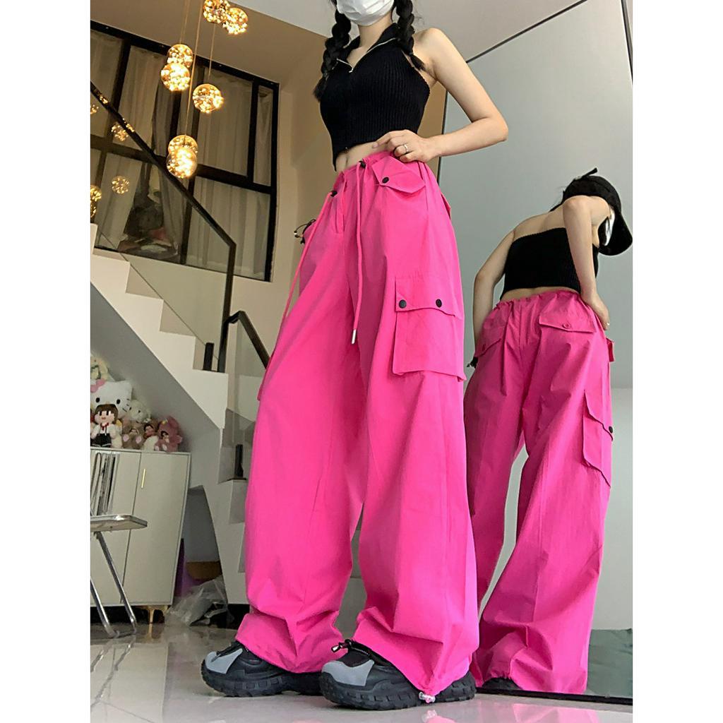 QADCOL Quần Legging Lưng Cao Ống Rộng Phối Ren Hoa Hồng Thời Trang Mùa Hè Hàng Mới Dành Cho Bạn Nữ