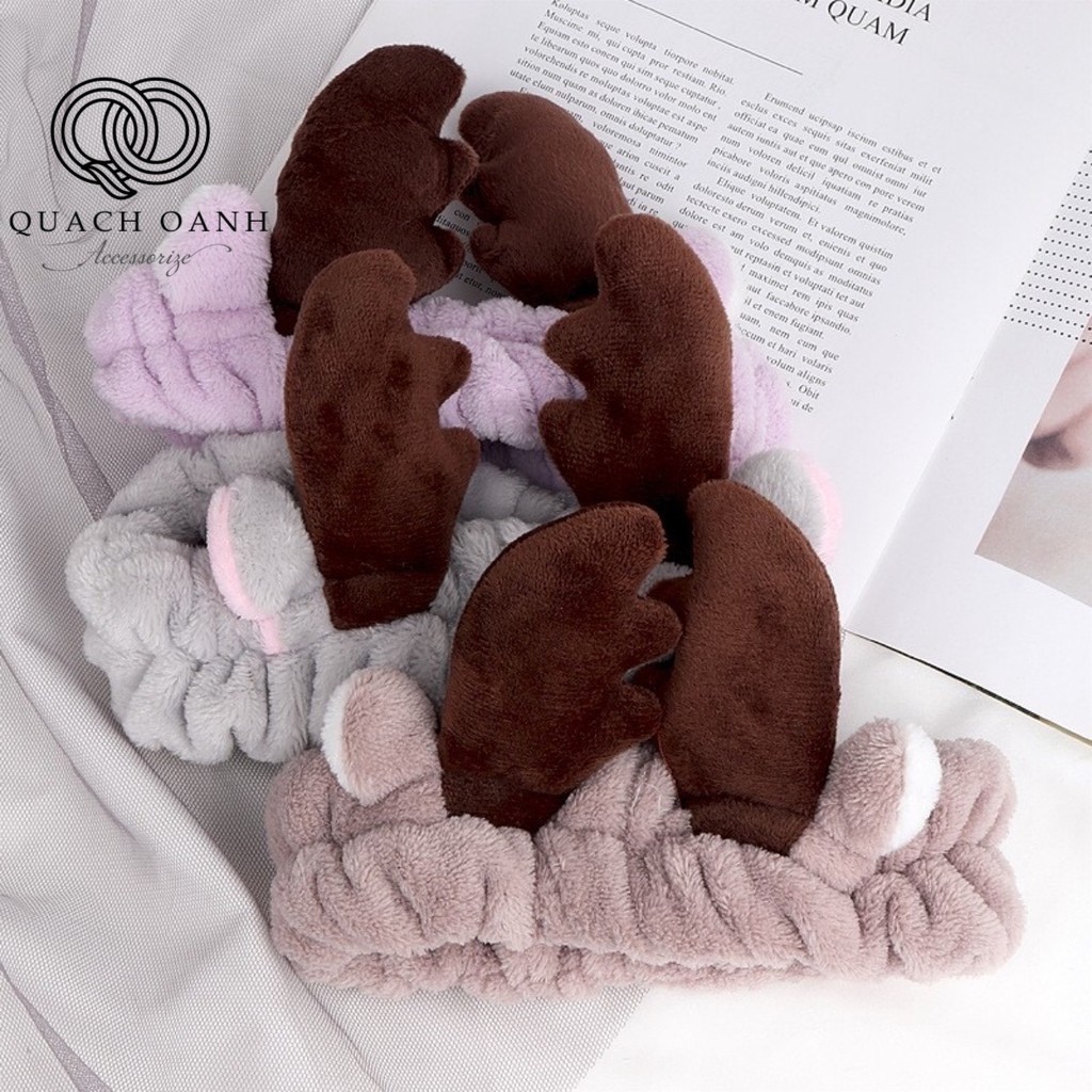 Băng đô sừng hươu vải nhung mềm mại, dễ thương - BD65