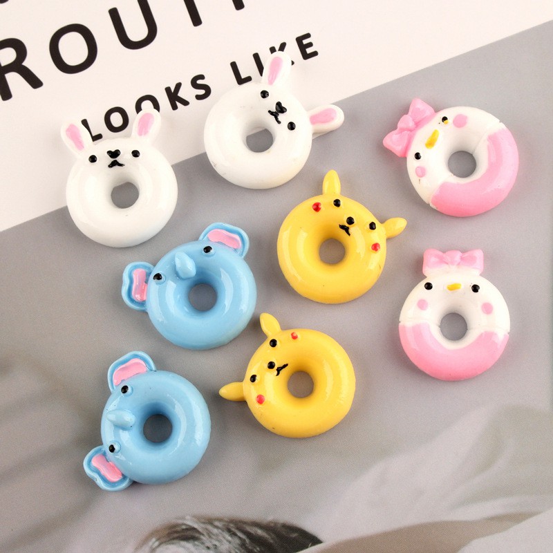 Mô hình Bánh donut thỏ phụ kiện trang trí slime