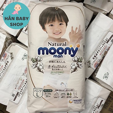 [Free Ship] Tã Bỉm Moony Natural Nội Địa Nhật Dán/Quần Dùng Cả Bé Trai, Bé Gái Nb63/S58/M48/L36/Xl32