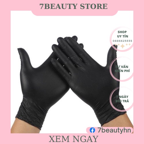 [10-25-50Đôi]Găng Tay Đen Y Tế Không Bột Dùng Trong Spa và Phun Xăm Thẩm Mỹ