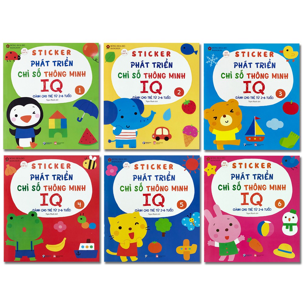 Sách bóc dán - Bộ 6 quyển: Sticker phát triển chỉ số thông minh IQ