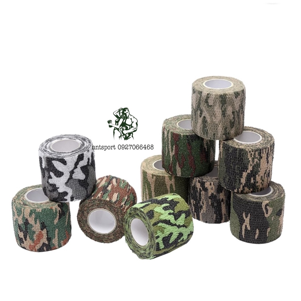 Băng keo vải tự dính quấn nguỵ trang, quấn cơ khớp, quấn máy xăm, quấn chống trơn với màu sắc đa dạng rằn ri camo