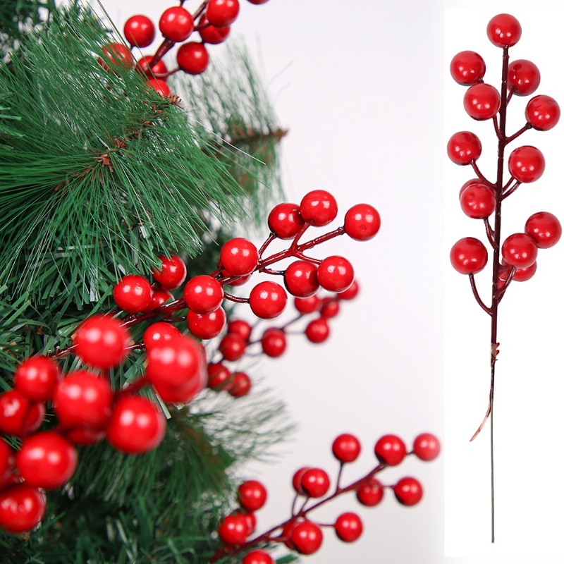 Nhánh Berry Đỏ Nhân Tạo Dùng Trang Trí Giáng Sinh