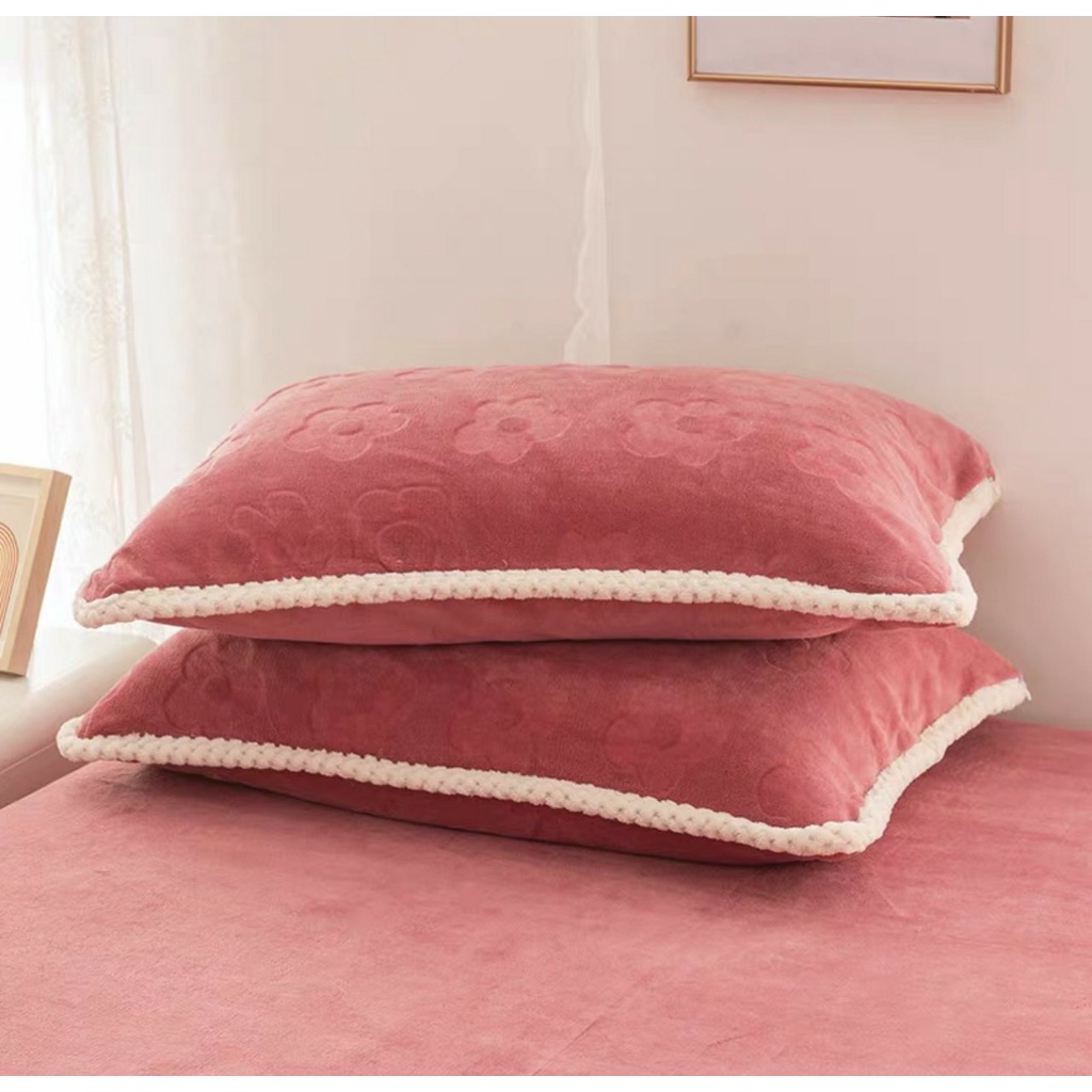 SÉT 4 MÓN CHĂN GA GỐI NỈ GẤU DẬP IN HOA HÀNG NHẬP,DẦY MỊN CHĂN CÓ KHÓA KÉO (KHÔNG KÈM RUỘT) - loại 1