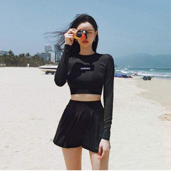 Bikini quần váy đi biển kín đáo QUEEN BIKINI, Đồ bơi nữ Quảng châu cao cấp BIK46
