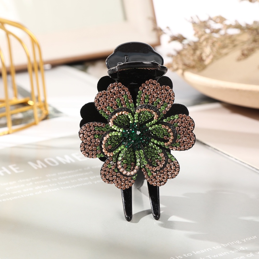 Kẹp tóc đính đá kim cương giả hình hoa phong cách Hàn Quốc cổ điển