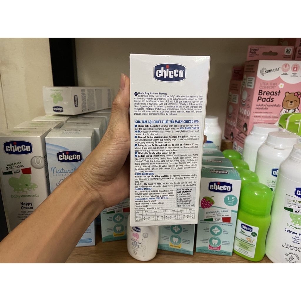[Chính hãng Chicco] Sữa tắm gội Chicco chai 200ml và 500ml cho bé từ 0M+
