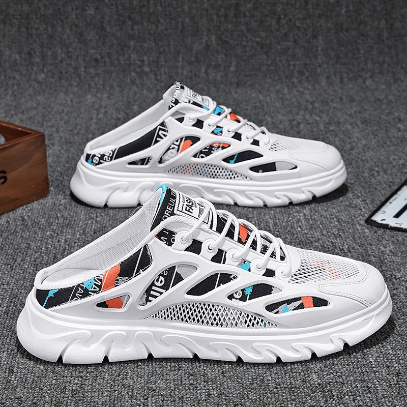 Giày Thể Thao Da Màu Đen Phối Lưới Thoáng Khí Chống Trượt Thời Trang Mùa Hè Cho Nam Size S 2022