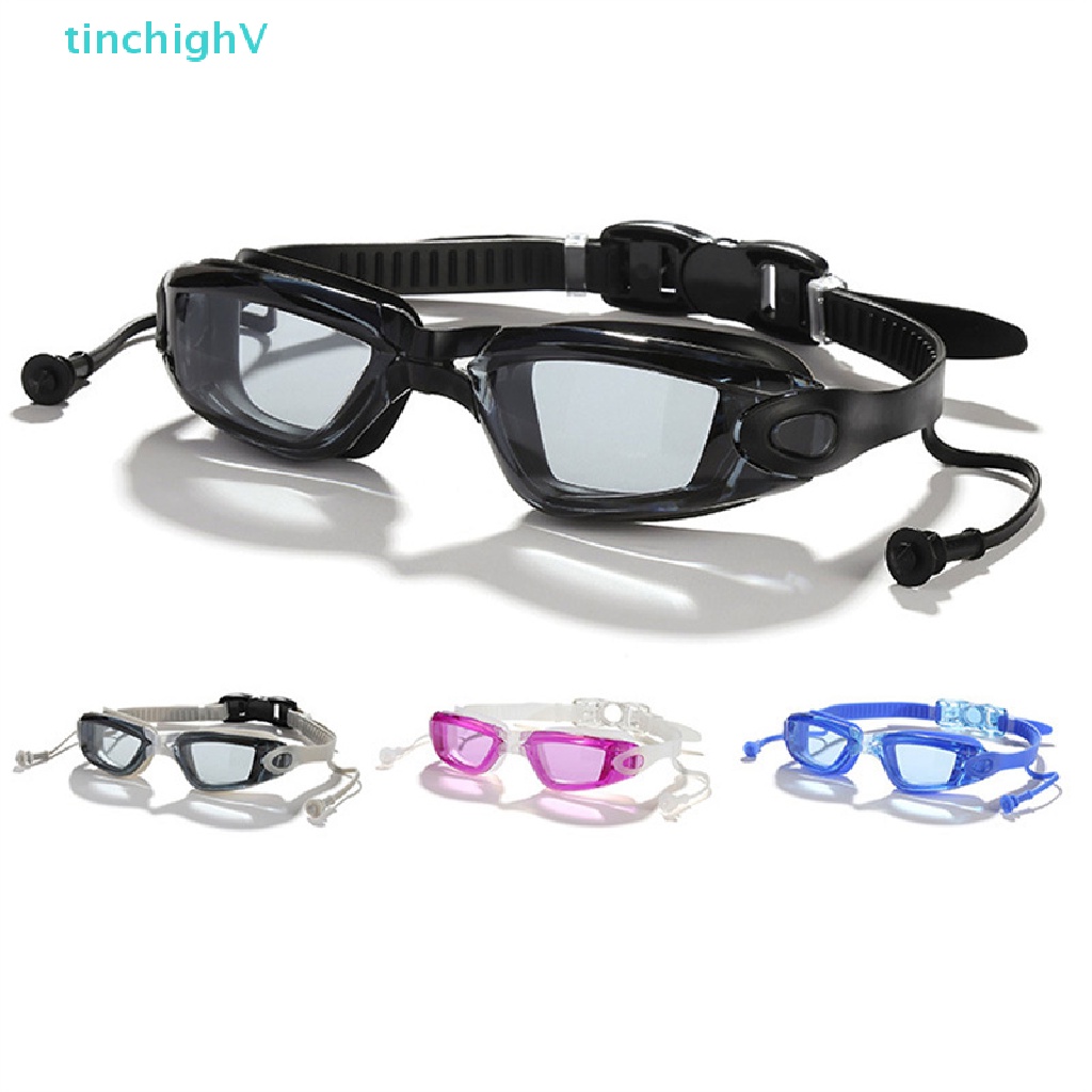Kính Bơi Chuyên Nghiệp Chống Sương Mù &amp; Nước Bằng Silicone Có Nút Bịt Tai Cho Người Lớn