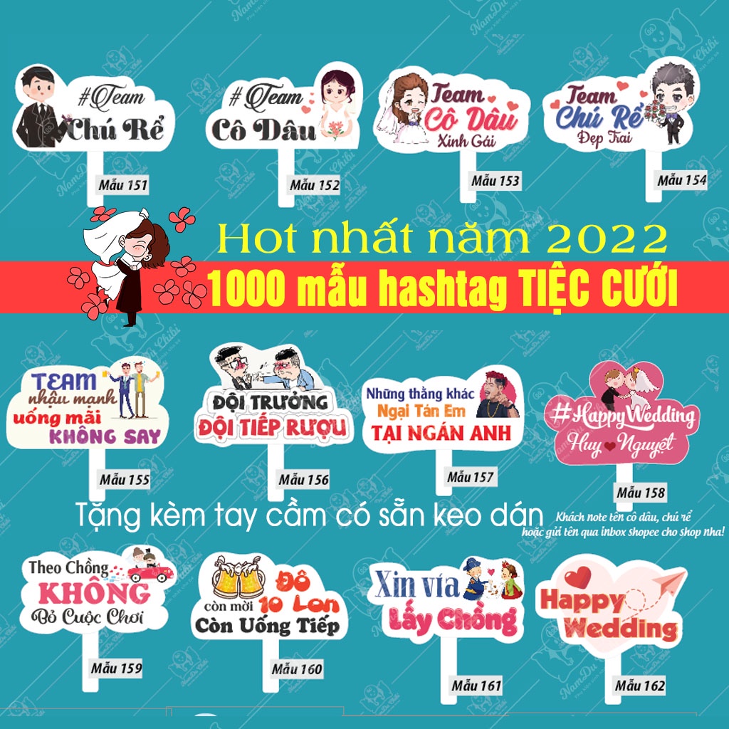 Hastag đám cưới, Hashtag cầm tay đám cưới - 1500 Mẫu Hot nhất năm - Shop sẵn hàng