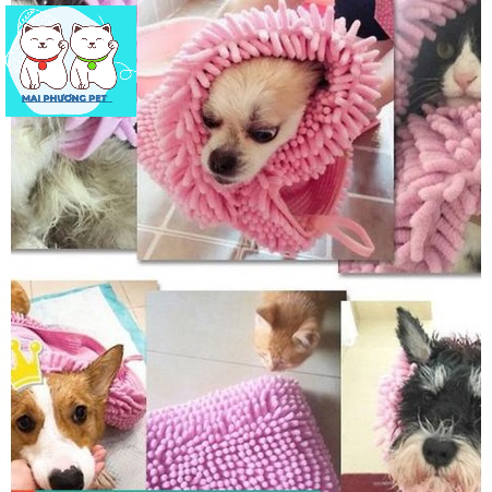 Khăn tắm chuyên dụng cho chó mèo (chọn 3 size, màu ngẫu nhiên)- Dạng khăn bông lau mình cho thú cưng