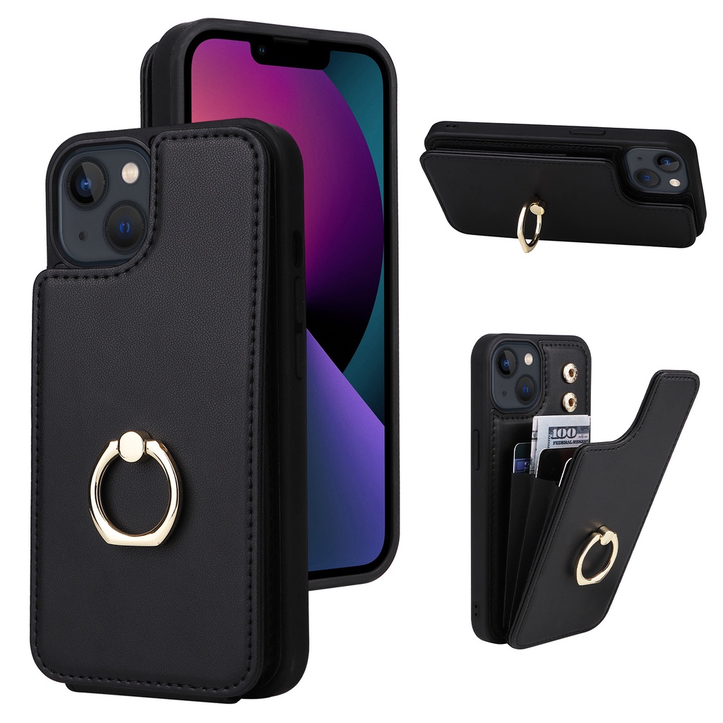 Ốp Điện Thoại Da Từ Tính Có Ngăn Đựng Thẻ Cho iPhone 14 Pro MAX 13 Pro MAX 14 Plus