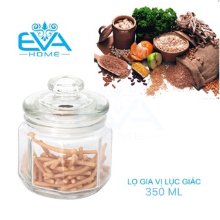 Hũ lọ thủy tinh đựng gia vị lục giác 350ml