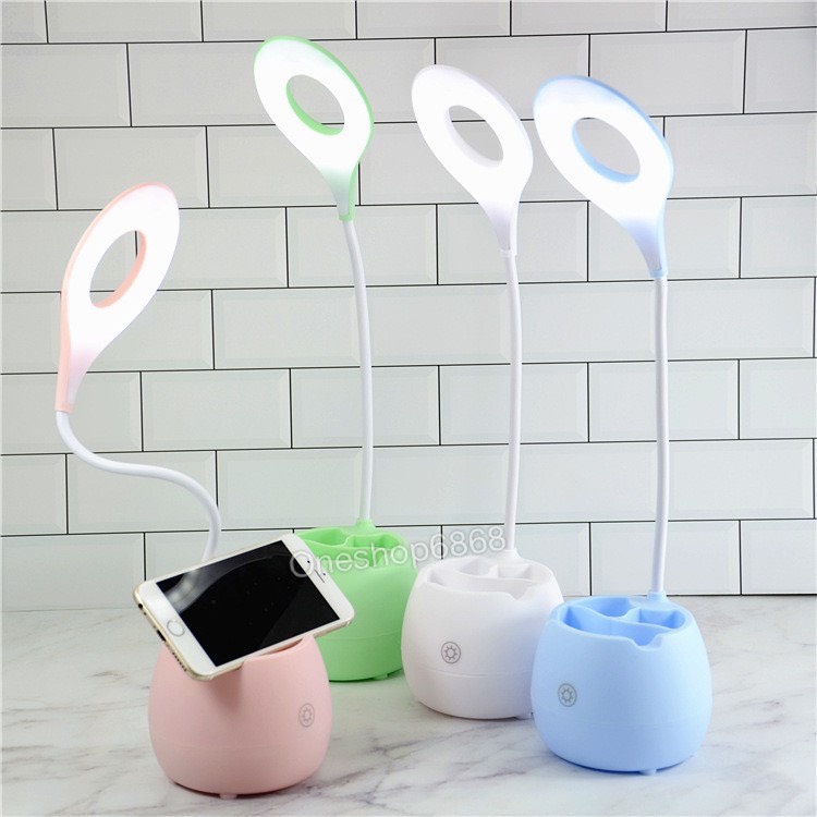 Đèn học ĐH01 để bàn chống cận cảm ứng tích điện kiêm hộp đựng bút và giá đỡ điện thoại - Đèn học chống cận thị