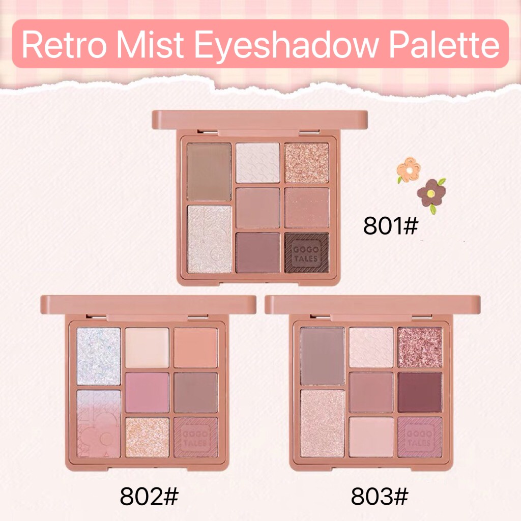 Bảng mắt 8 màu GOGO TALES Retro Mist Eyeshadow Palette tông cam đào hồng đất Bubble Spot gogotales GT241 GT348 GOGO112