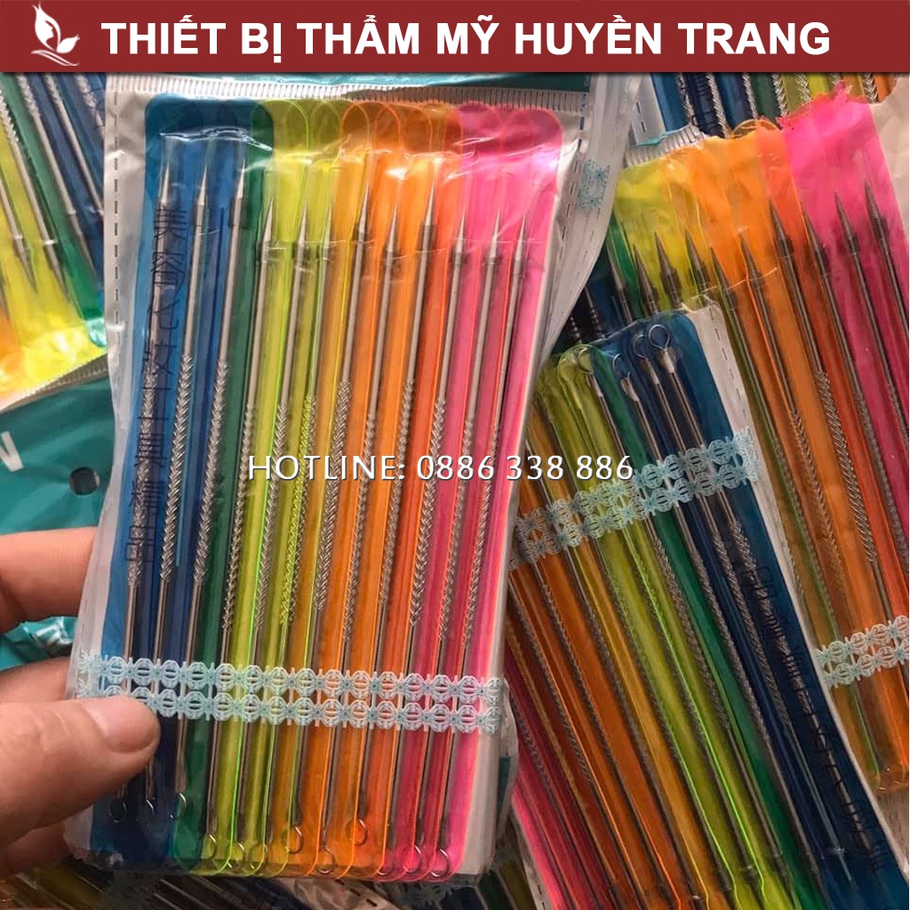 12 Cây Nặn Mụn Trứng Cá Dài 12cm (1 vỉ 12 cái) - Thẩm Mỹ Huyền Trang