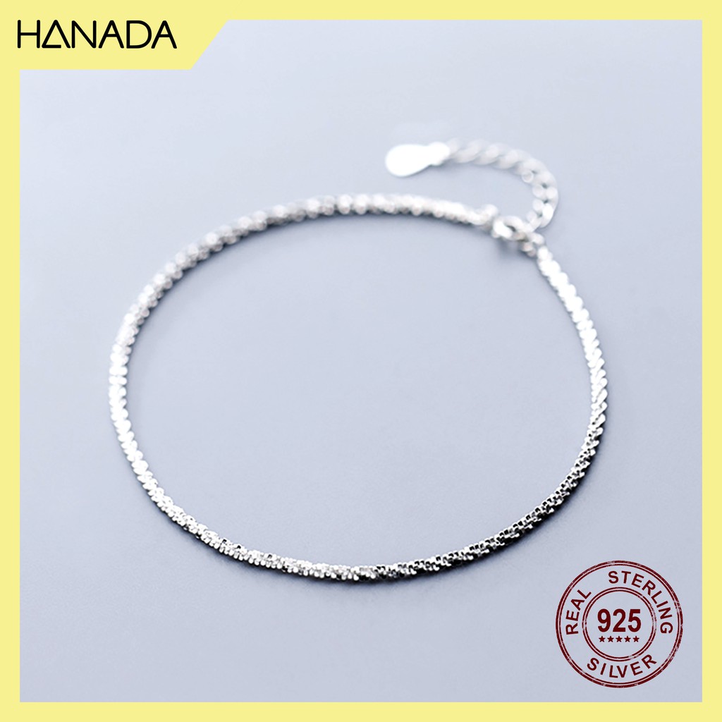 Lắc Chân Bạc 925 Hanada Dày Dặn Sáng Lấp Lánh Vòng Chân Trơn Đơn Giản 0215
