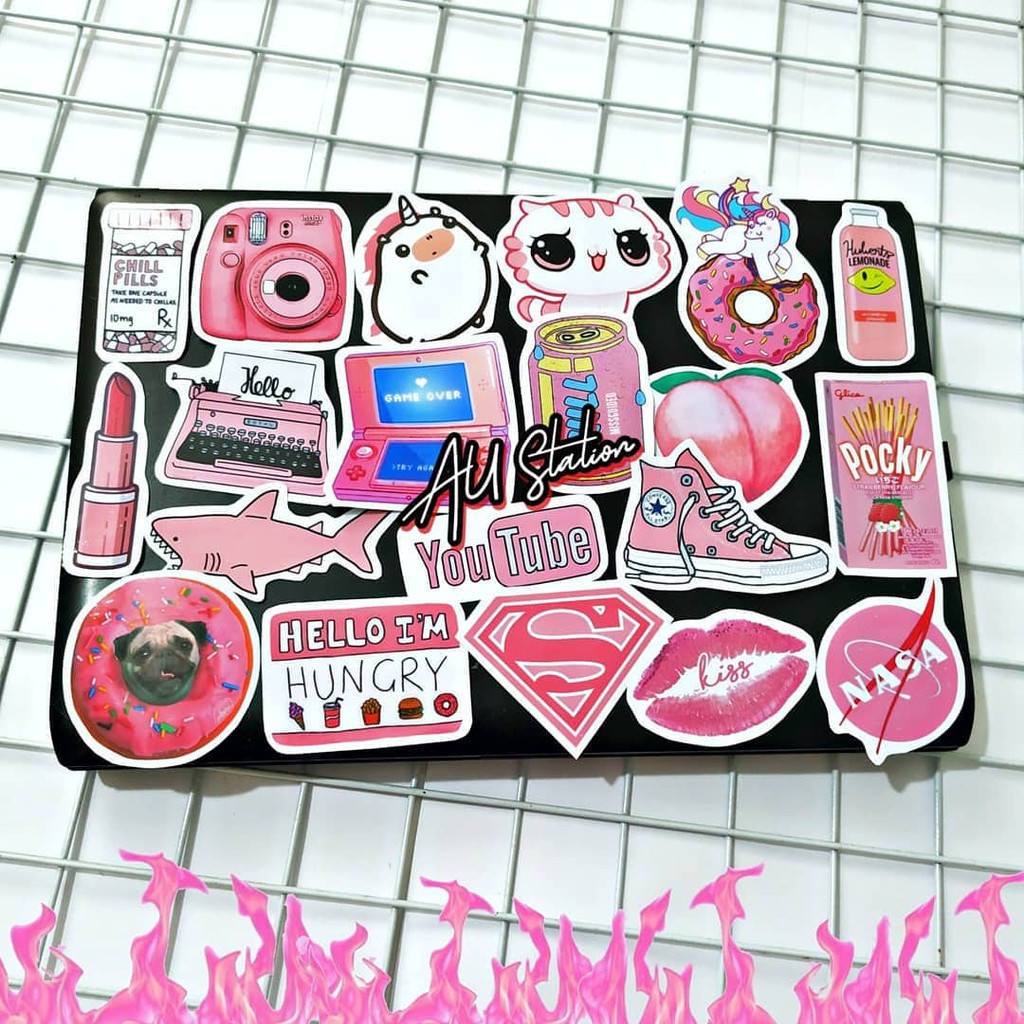 Sticker PINKY nhựa PVC không thấm nước, dán nón bảo hiểm, laptop, điện thoại, Vali, xe