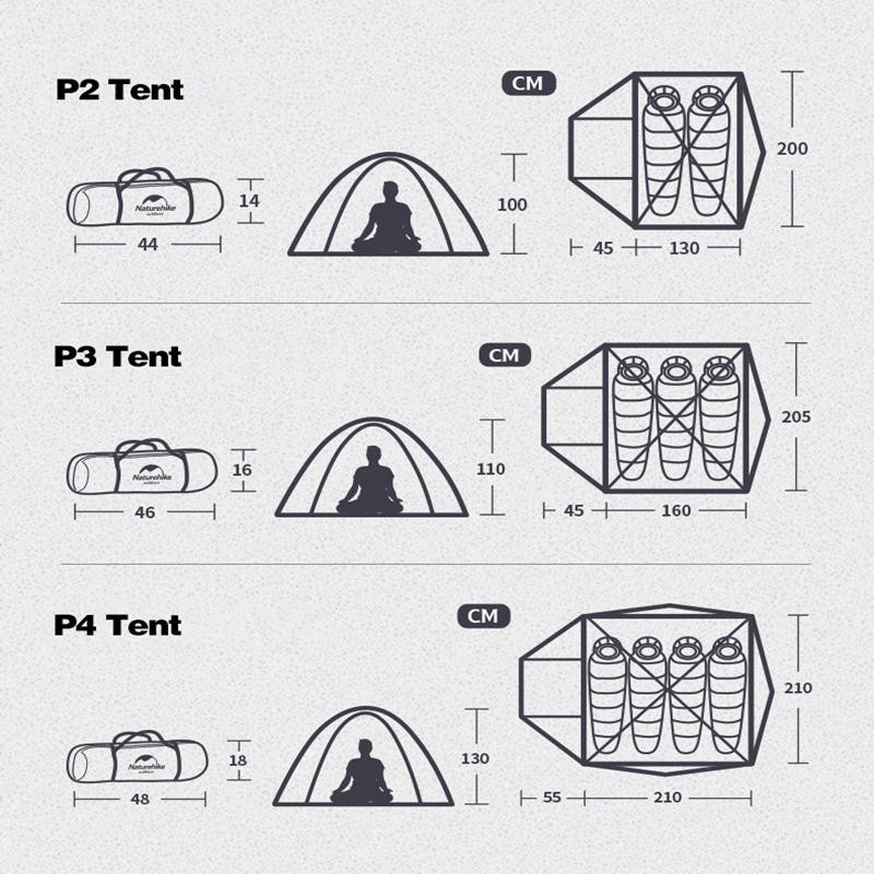Lều cắm trại camping Naturehike 4 người NH18Z044-P P-Series Upgrade UPF 50+