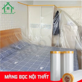 Màng bọc nội thất chống bụi 20m x 2m chất liệu nilon che phủ, ngăn bụi, che chắn sơn nội thất nhà cửa - Bamoo Home