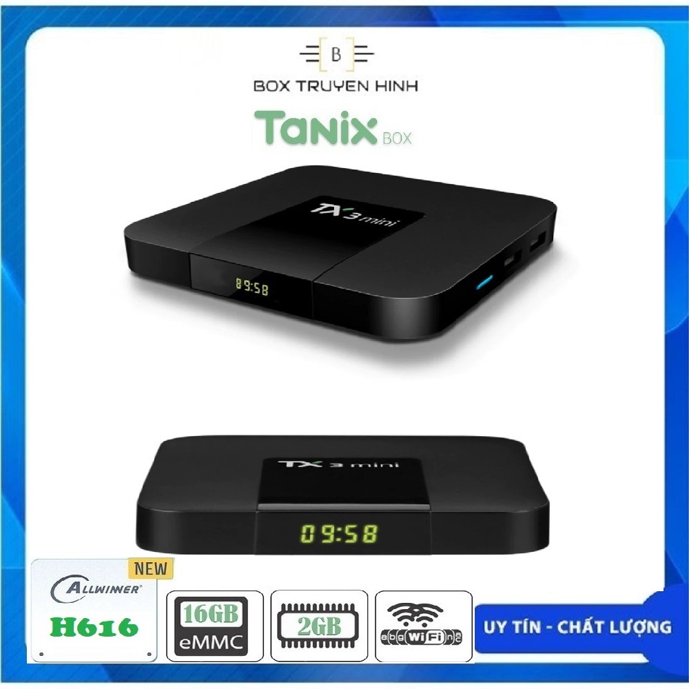 Android TV Box TX3 Mini H313/H616, Android TV 10, Wifi 2 băng tần 2.4GHZ/5GHZ, Bluetooth 4.1, Ram 2GB, Bộ nhớ trong 16GB