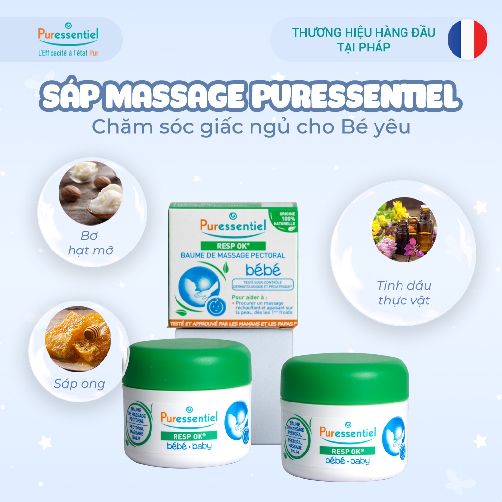 Sáp Massage Ngực Giúp Bé Ngủ Ngon Cho Bé Puressentiel - Resp Ok Pectoral Massage Balm Baby 30 ML