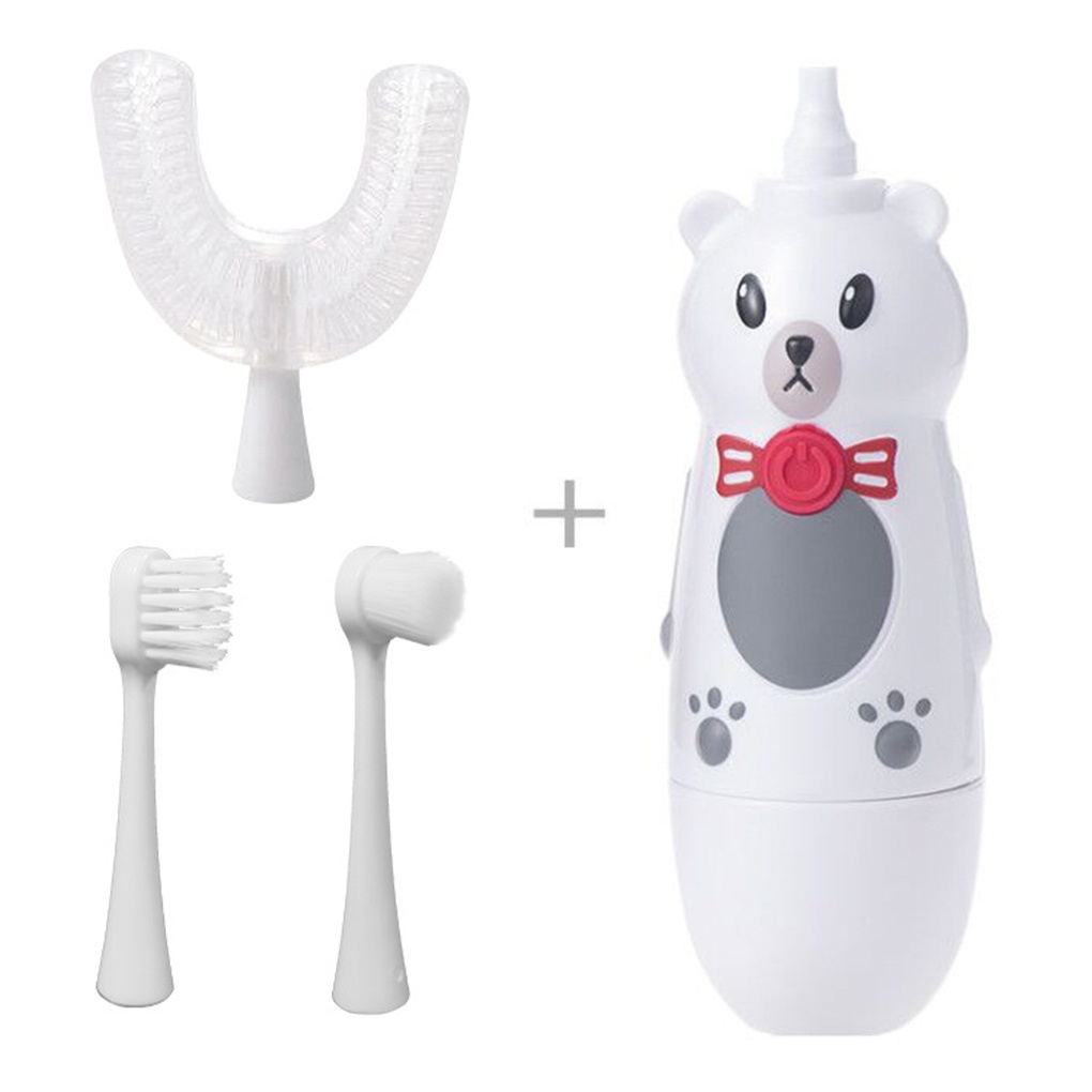 [Hàng mới về] Bàn chải đánh răng điện hình chữ U đầu cọ silicone chịu nhiệt chăm sóc sức khỏe răng miệng cho trẻ em