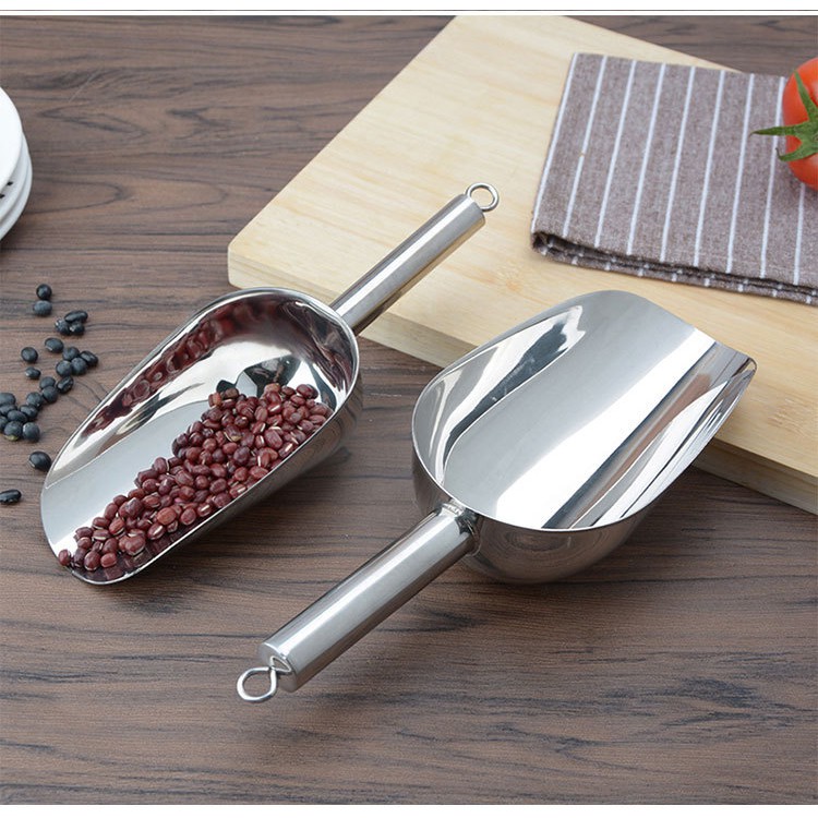 Dụng cụ muỗng Xúc đá bằng inox 304 số 3-4-5-6 cán dày xịn đẹp cao gấp