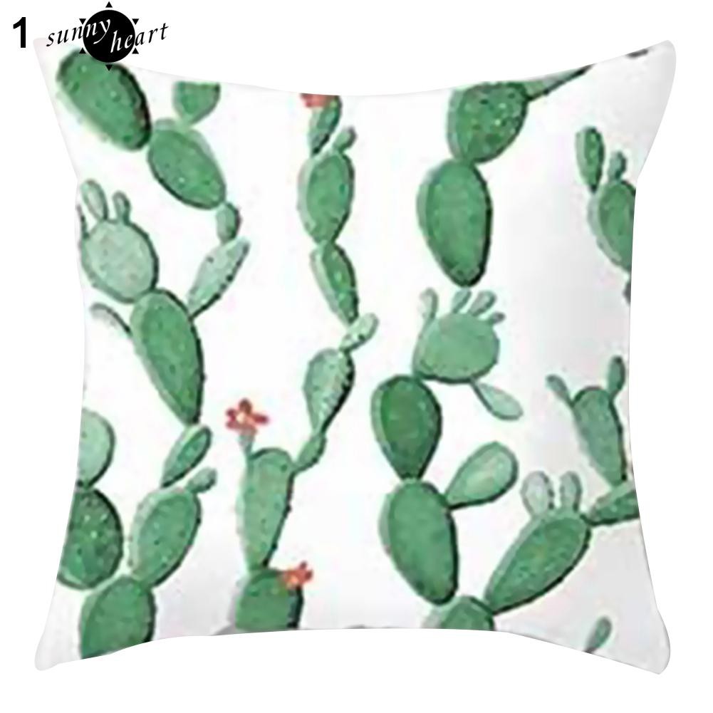 Vỏ Gối Vuông In Hình Cây Xương Rồng Độc Đáo Phong Cách